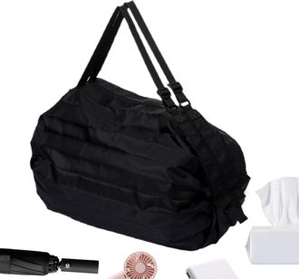 Generic Foldable Shopping Bag - Waterproof Heavy-Duty Nylon Tote | Reusable Travel Organizer For Clothes Food | Compact Outdoor Bag For Camping Beach Gym Work