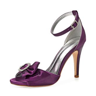 Generic Wedding Shoes Womens Stiletto Sandals Bridal Open Toe Sexy High Heels for Party Wedding Dress Daily Wear Shoes 10.5Cm,Purple,3 UK