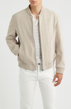 BOSS Muller Suede Bomber Jacket in Open Beige at Nordstrom, Size 46