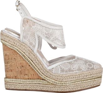 Nicholas Kirkwood High Heel Lace Wedges in Cream Synthetic