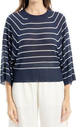 Max Studio Stripe Raglan Sleeve Sweater in Navy/Ivory Stripe at Nordstrom Rack, Size X-Small