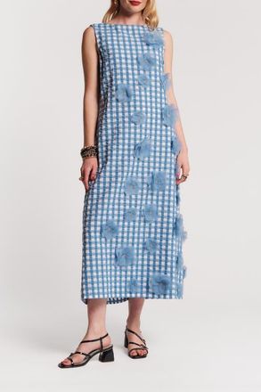 Frances Valentine Origami Dress Gingham in Blue/oyster at Nordstrom, Size X-Large