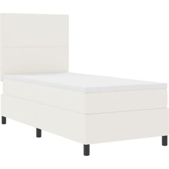 vidaXL Box Spring Bed with Mattress & LED Cream 90x200 cm Corduroy Fabric vidaXL