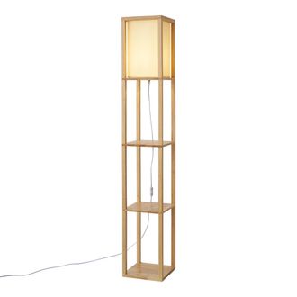 QAZQA Qazqa L&aacute;mpara De Pie Moderna De Madera Con Pantalla Beige