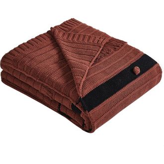 Modern Threads Cable Knit Throw Blanket in Nutmeg/Black at Nordstrom Rack