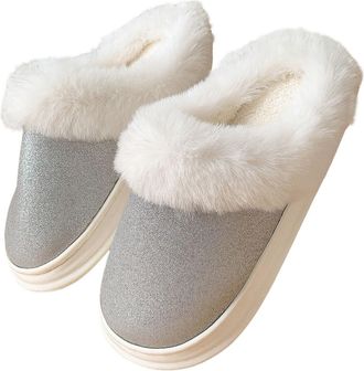 Generic Shoe Women to Keep Feet from Sliding [Warm Upgrade] Womens Warm Slippers Soft and Comfortable Warm Your Feet in Winter (Silver, 4)