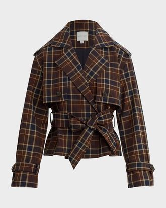 Favorite Daughter The Cropped Charles Countryside Plaid Trench Coat