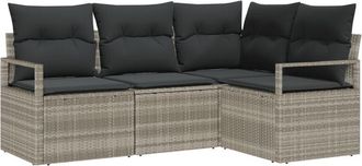 vidaXL Garden Sofa Set 4 pcs Light grey Poly rattan Vidaxl