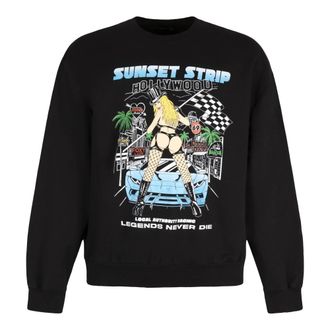 Local Authority Hoodies & sweatvesten, Heren, Zwart, L, Katoen, Katoenen Sweatshirt met Ronde Hals