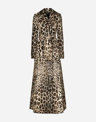 Dolce & Gabbana Double-breasted Leopard-print Goatskin Coat With Belt - Woman Coats And Jackets Multi-colored 40