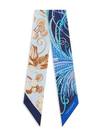 Ferragamo Animals-print neckerchief - women - Silk - One Size - Blue