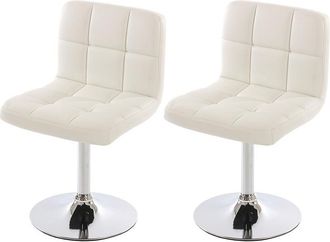 Hhg Hhg - Nunca Usado] Lote De 2 Sillas De Comedor Silla Giratoria Silla Kavala Polipiel Cromo, Blanco