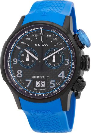 Edox Chronorally Chronograph Quartz Black Dial Mens Watch 38001 TINNBU3 NIBU3