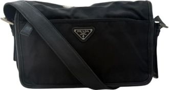 Prada Pre-owned Cross Body Bags, female, Black, Size: ONE SIZE Pre-owned Tessuto Nylon Shoulder Bag