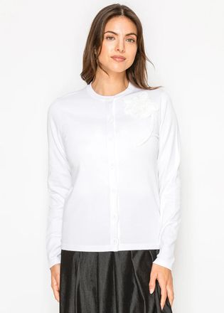 YAL New York White Floral Detail Cardigan