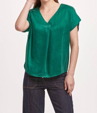 Dear John Denim Kristen Short Sleeve Blouse In Deep Emerald
