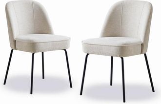 Ainpecca Ainpecca - Set of 2 Dinning Chairs with High-Resilience Spring Cushion with Metal Legs,BEIGE