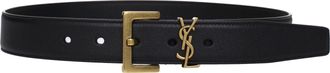 Saint Laurent Cassandre Riem Damess Leer Zwart