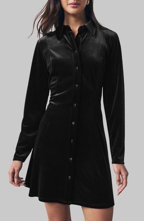 Next Velvet Mini Shirtdress in Black at Nordstrom, Size 8 Us