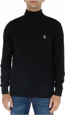 U.S.Polo Association Mock Neck Sweater Klassieke Stijl - Heren - Coltruien - Zwart - S - Katoen - Truien & Vesten