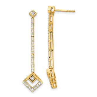 Diamond2Deal 14k Gold 0.55 ct Lab Grown Diamond Dangle Earrings VS Clarity, G-H Color