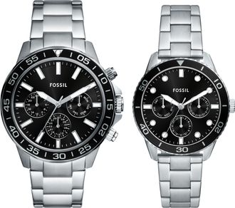 Fossil Unisex His and Hers Multifunction, Stainless Steel Watch Set