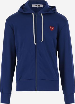 Comme Des Garçons Navy Blue Logo Hoodie