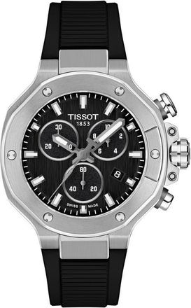 Tissot T-Race Chronograph Silicone Strap Watch, 38mm in Black at Nordstrom