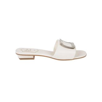 Roger Vivier Sliders, female, White, Size: 7 US RV Padded Leather Mules