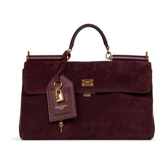 Dolce & Gabbana Tassen, Dames, Bruin, ONE Size, Leer, Medium My Sicily Handtas