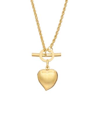 Italian Gold, Inc 18K Italian Gold Semi Solid Rope Chain Puffed Heart Toggle Necklace