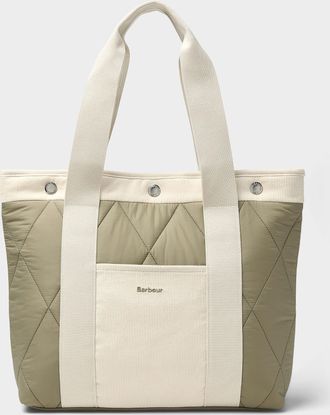 Barbour Womens Healy check and corduroy quilted tote bag