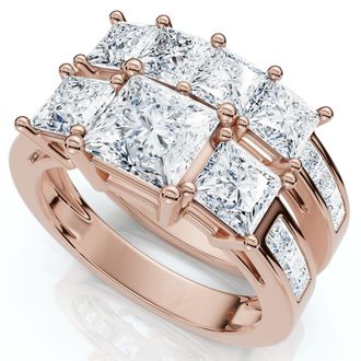Pompeii3 3 1/2Ct Princess Cut Diamond Engagement Ring Set 14k Gold or Platinum Lab Grown