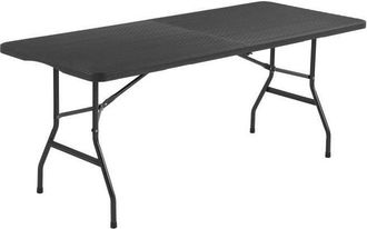 OEM Mesa De Recepci&oacute;n Plegable Para 8 Personas - Estructura De Acero Y Tablero De Polietileno - Aspecto De Resina Trenzada
