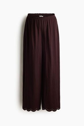 H&M Mama Scalloped Pull-on Trousers in Dark Brown at Nordstrom, Size X-Small