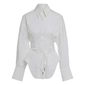 MUGLER Dames, Blouses & Shirts, Wit, Maat: 2XS Katoen