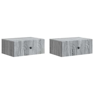 vidaXL Mesita De Noche De Pared 2 Pcs Gris Sonoma 49 X 34,5 X 20 Cm Vidaxl