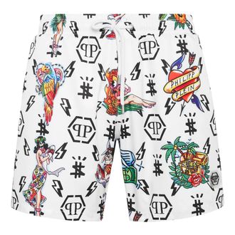 Philipp Plein Heren, Badkleding, Wit, Maat: 4XL Poliester