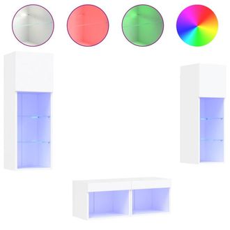 Berkfield Home 4 Piece TV Wall Cabinets with LED Lights White