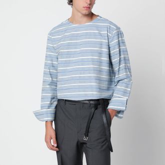 Prada Camicia color cielo a righe in cotone