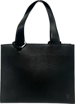 Louis Vuitton Black Leather Handbag Tote Bag (Pre-Owned)