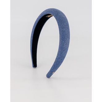 Alexandre de Paris Aurore Boreales Washed Denim Leather headband in Denim Blue at Nordstrom