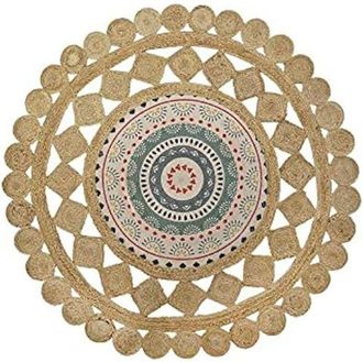 DKD Home Decor Rug - DKD Home Decor - Standard - Brown - Round - Natural fibers
