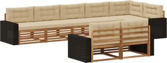 vidaXL Conjunto De Sof&aacute;s De Exterior 8 Uds. Natural Y Beige Vidaxl