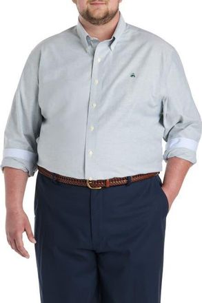 Brooks Brothers Big & Tall Non-Iron Solid Oxford Sport Shirt in Green Heron Solid at Nordstrom, Size Xx-Large