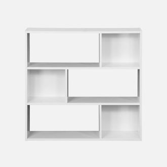 Sweeek Sweeek - Librer&iacute;a De 3 Estantes Con 6 Compartimentos, Pieter, Blanco, 83x23x80 Cm