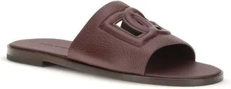 Dolce & Gabbana Cut-Out Logo Leather Sandals - Brown
