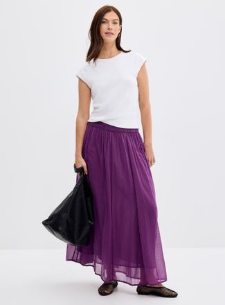 Contemporaine Womens Pleated sheer voile maxi skirt