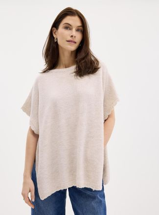 Fransa Womens Scalloped trim loose sweater vest