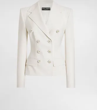 Dolce & Gabbana Double-breasted Twill Jacket - Woman White 36